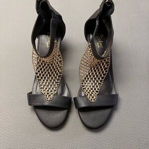 Thalia Sodi Elegant Black and Gold Women's Sandals